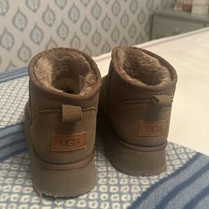 Ultra Mini Platform Ugg Boots in Green-Olive color